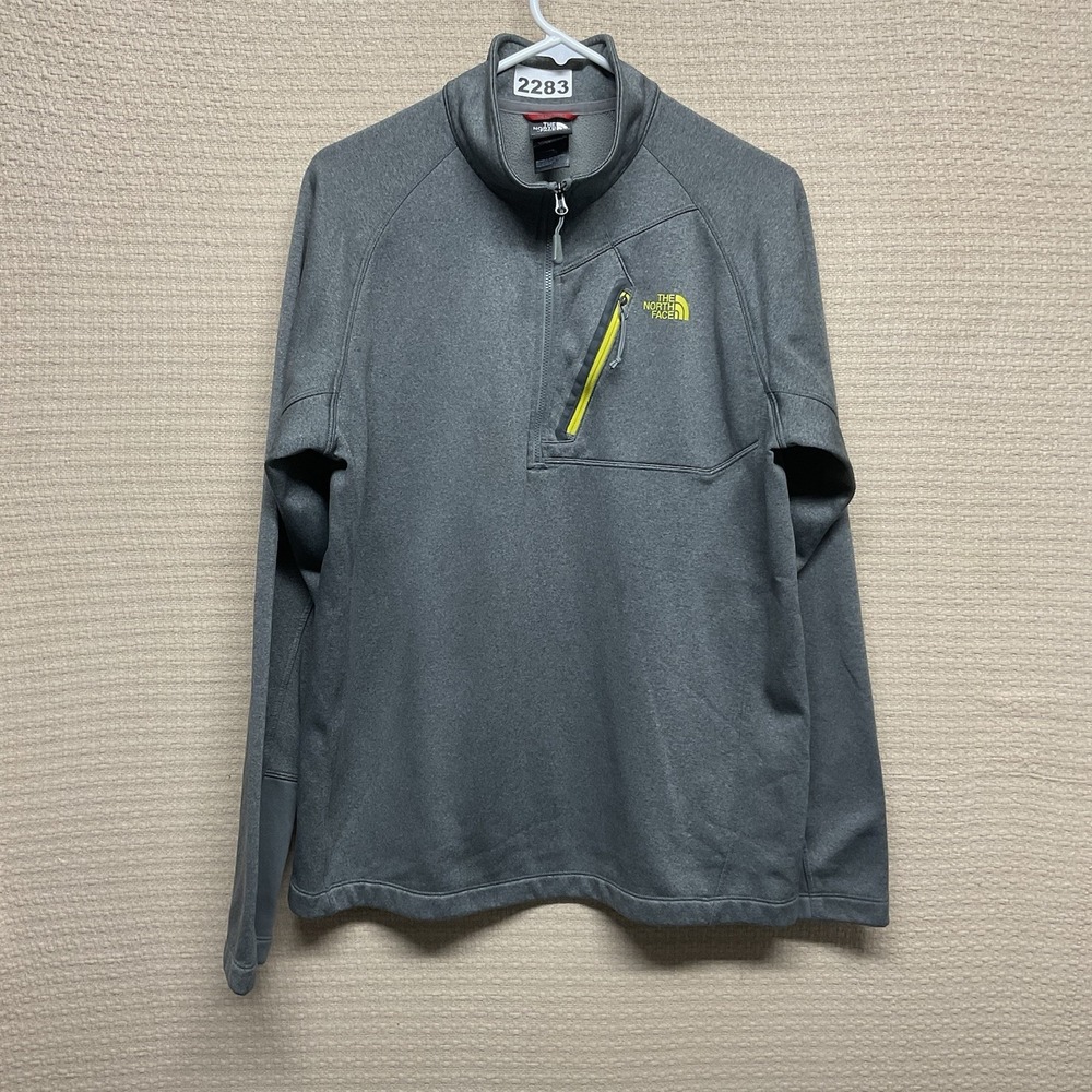 THE NORTH FACE Men's L CANYONLANDS 1/2 ZIP Hardface‎ Fleece Pullover Gray Yellow